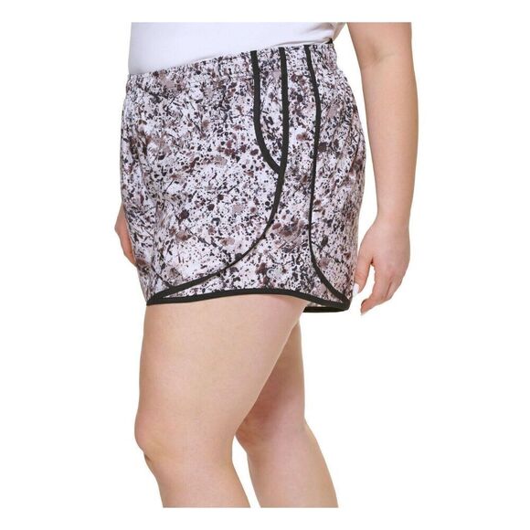 Calvin Klein PF2X8786 Women's Plus Sz 2XL Beige Printed Pull-On Running Shorts - Picture 8 of 9